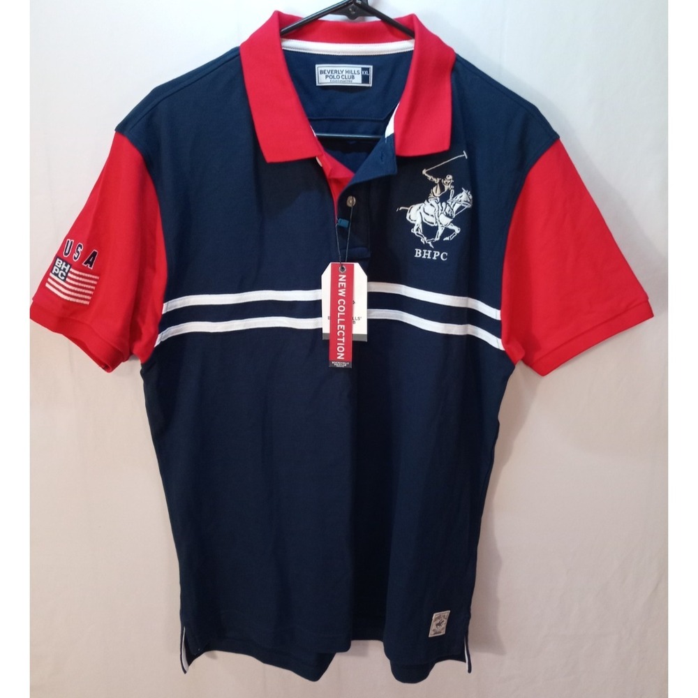 New‎ Boy's Beverly Hills Polo Club BHPC Polo Shirt, XXL, Blue, Red, USA